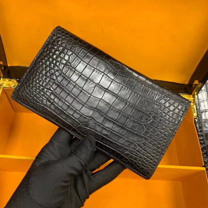 Crocodile Leather Envelope Clutch – Women's Luxury Evening Bag