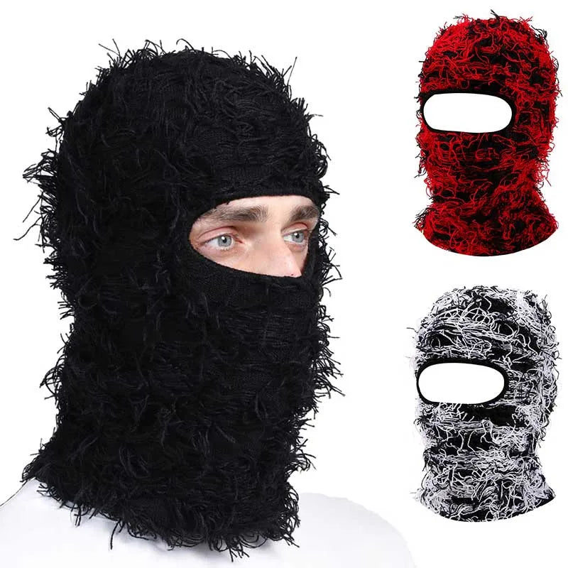 Balaclava Ski Mask – Distressed Knit Full Face Winter Hat
