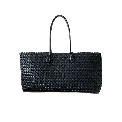 Woven PU Leather Tote Bag – Women's Slouchy Hobo Satchel
