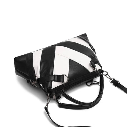 PU Leather Patchwork Handbag for Women – Designer Crossbody Shoulder Bag