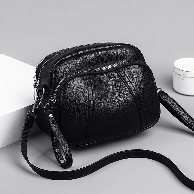 Crossbody Bag for Women – Soft Faux Leather Rivet Zipper Purse