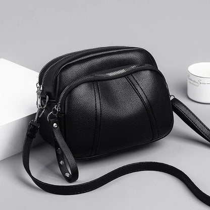 Crossbody Bag for Women – Soft Faux Leather Rivet Zipper Purse