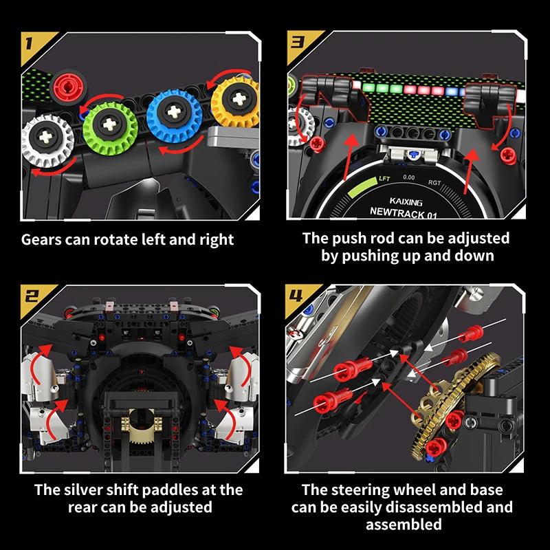 Racing Steering Wheel MOC Building Blocks – F1 Supercar Simulation Bricks