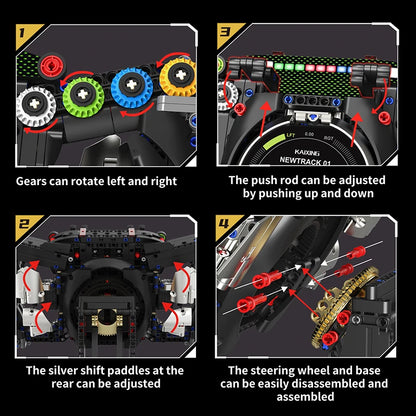 Racing Steering Wheel MOC Building Blocks – F1 Supercar Simulation Bricks