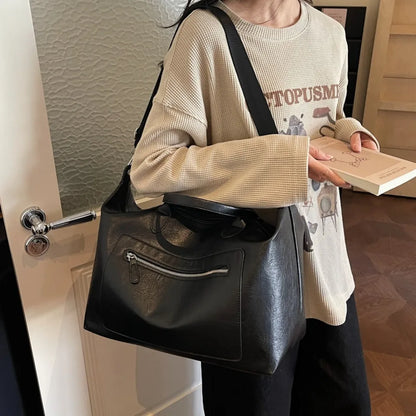 Large Capacity Women's Tote Bag – Leather Shoulder Commuter Bag