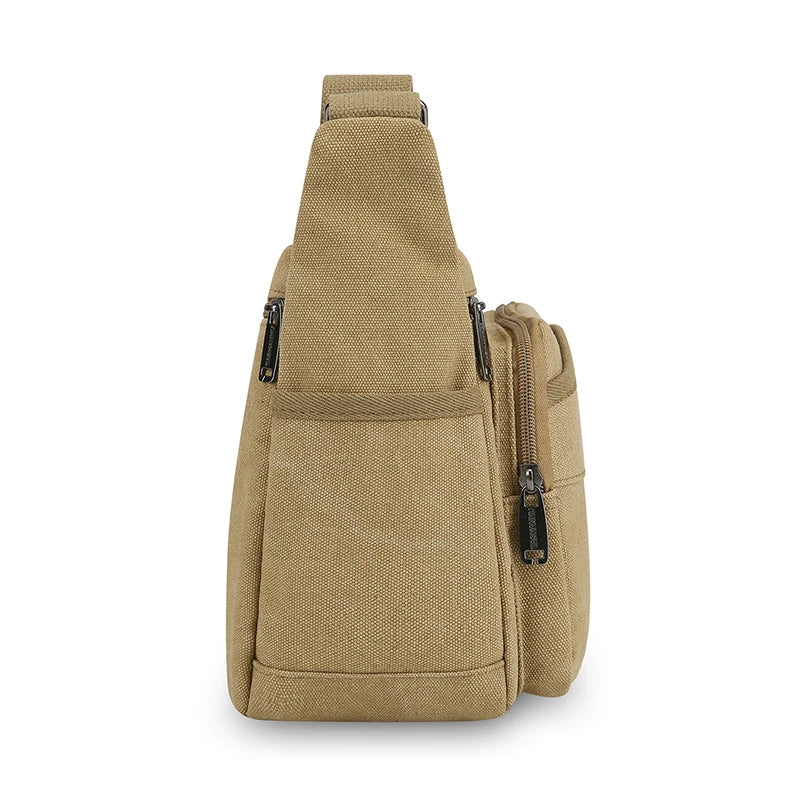 Men's Canvas Crossbody Shoulder Bag – Multi-Pocket Travel Messenger