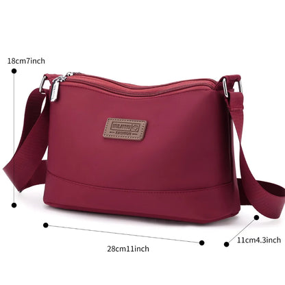 Women's Waterproof Nylon Crossbody Bag – 3-Layer Shoulder Handbag