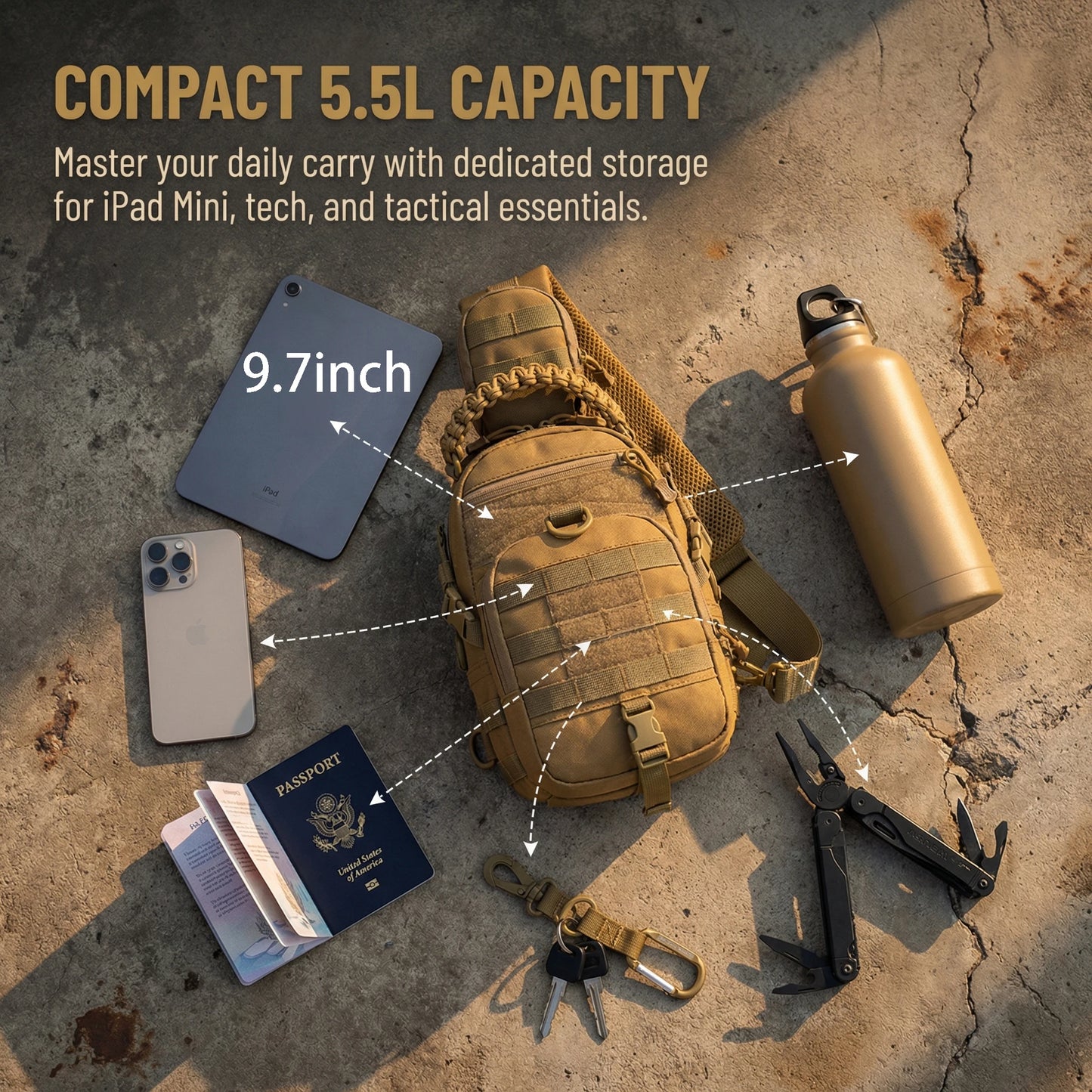 Tactical Sling Bag – Waterproof EDC Crossbody Pack