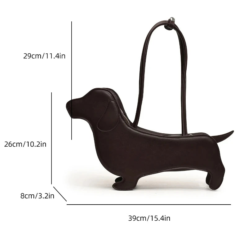 Dachshund Shoulder Bag – 3D PU Leather Novelty Handbag