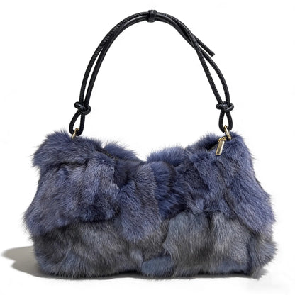 Luxury Europe America Women Real Fox Fur Bag Messenger Chain Shoulder Ladies Tote Handbag Crossbody