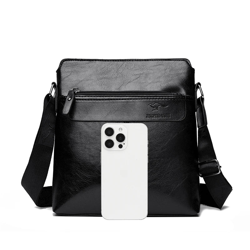 Men's Crossbody Messenger Bag – PU Leather Multi-Pocket Shoulder Bag