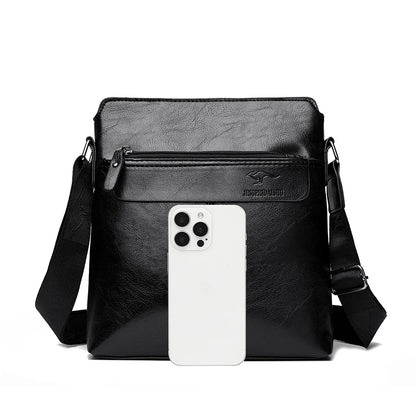 Men's Crossbody Messenger Bag – PU Leather Multi-Pocket Shoulder Bag