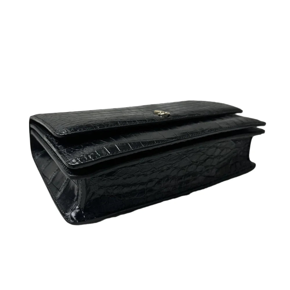 Crocodile Leather Flap Bag – Women's Matte Crossbody