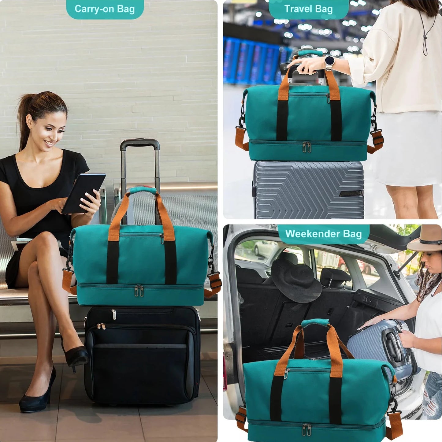 Large Capacity Gym Duffel Bag with Shoe Compartment
