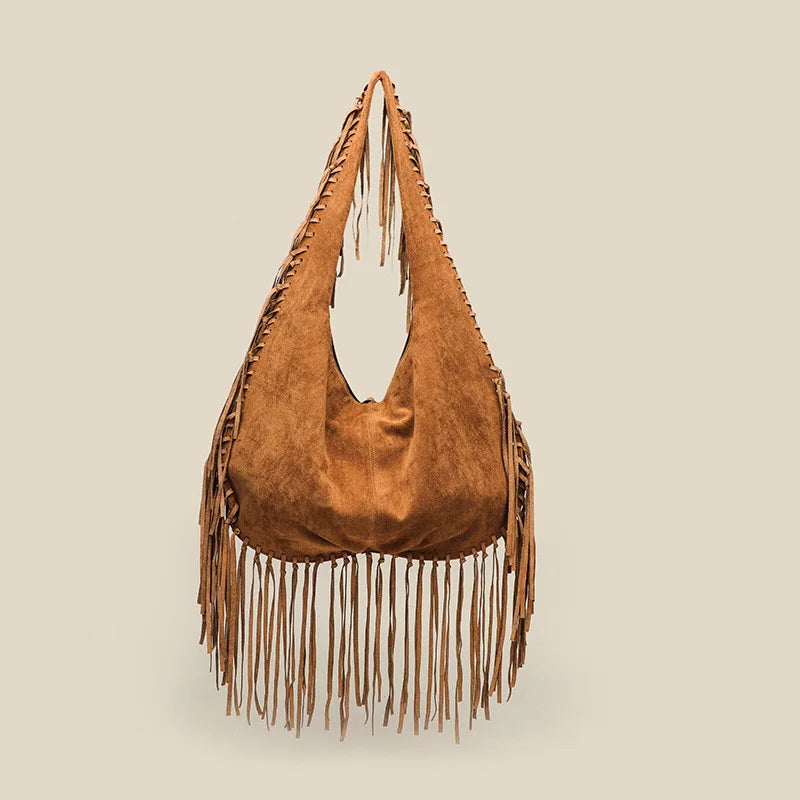 Fringe Suede Hobo Shoulder Bag – Boho Crossbody Bag for Women