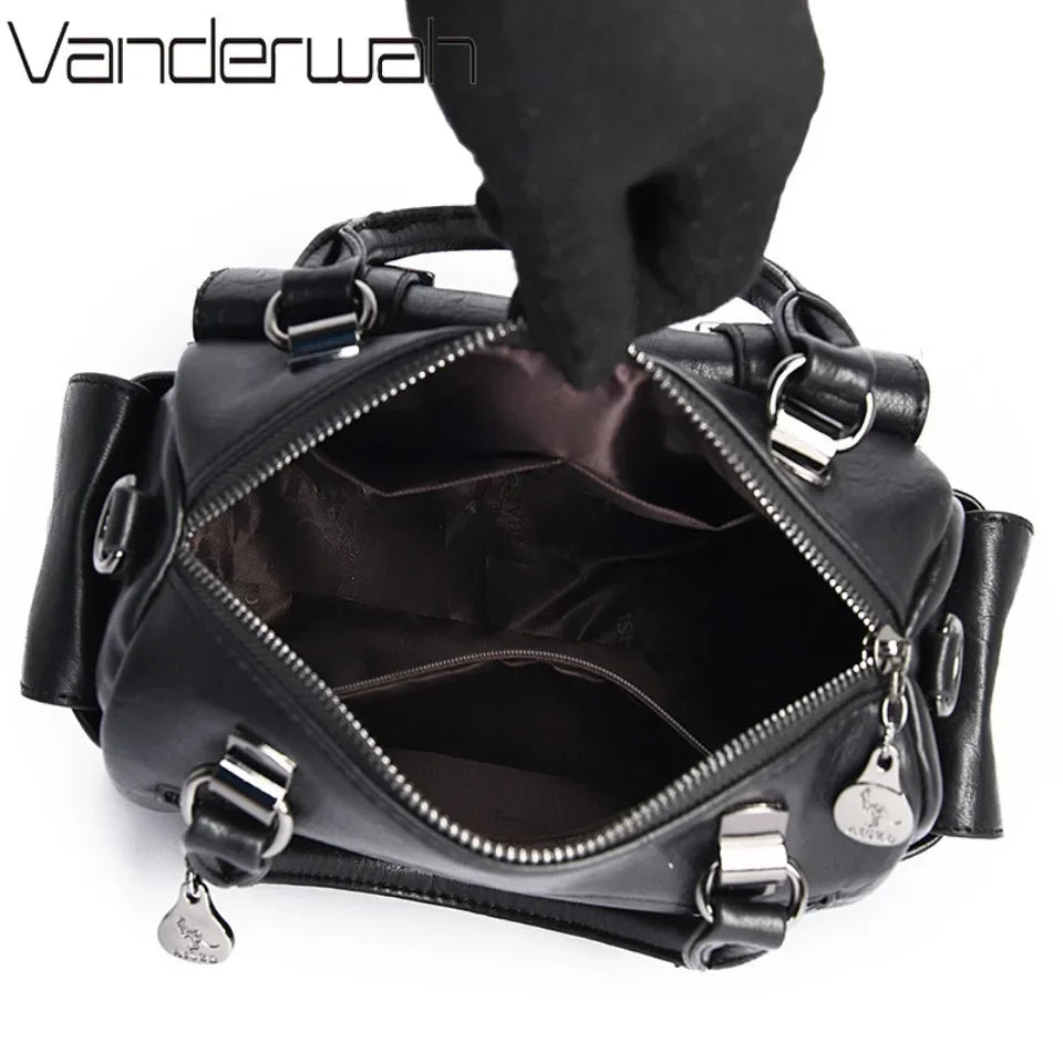 Large Capacity Women's Leather Handbag – Shoulder & Crossbody Bag