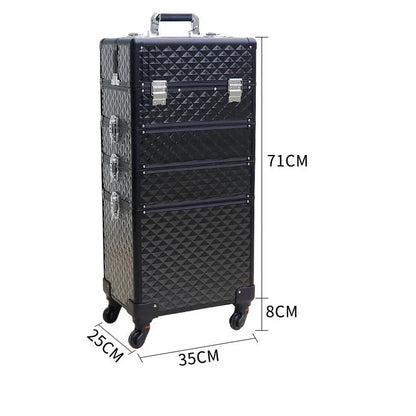 Professional Multilayer Rolling Makeup Case with Wheels