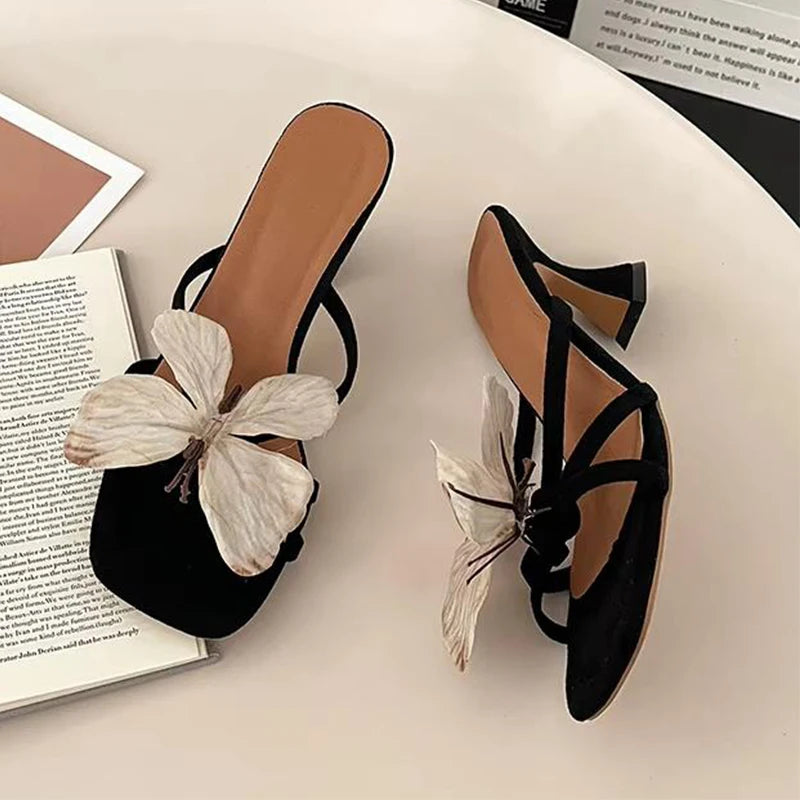 Butterfly Mule Slippers – Women's Open Toe Slip-On Sandals