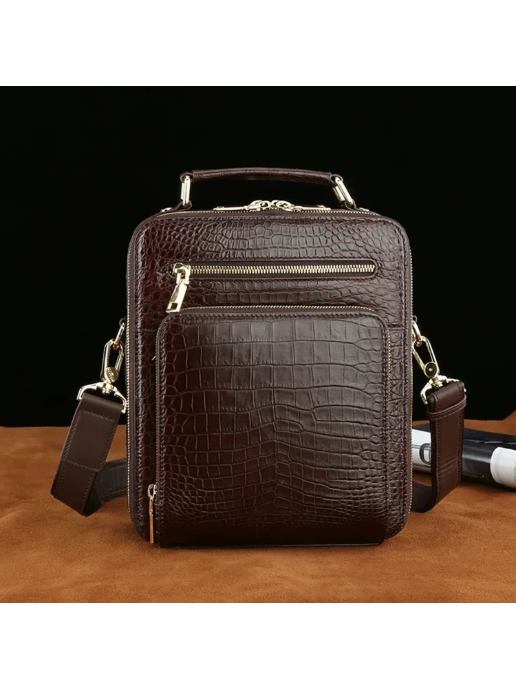 Crocodile Leather Men's Business Bag – Large Capacity Shoulder & Handbag