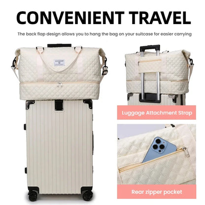 Large Capacity Weekender Duffel Bag – Quilted Gym & Travel Tote for Women