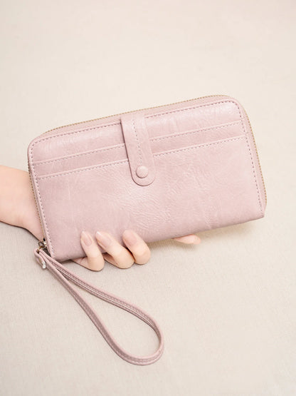 Women's Retro Long Wallet Large Capacity Multi-Card Slot Wristlet Clutch