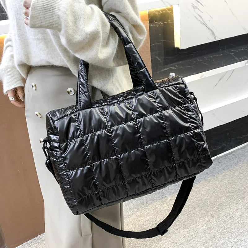 Quilted Puffer Tote Bag for Women – Padded Shoulder Bag