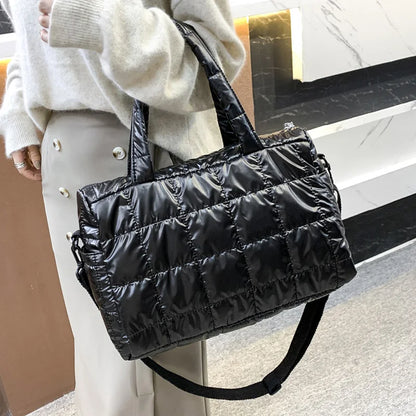 Quilted Puffer Tote Bag for Women – Padded Shoulder Bag