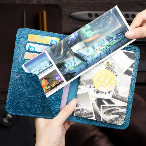 Leather Passport Wallet – Floral Embossed Genuine Cow Leather Travel Cover