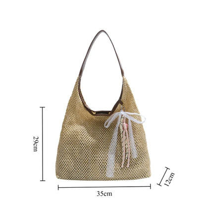 Woven Straw Tote Bag for Women – Casual Beach Shoulder Bag