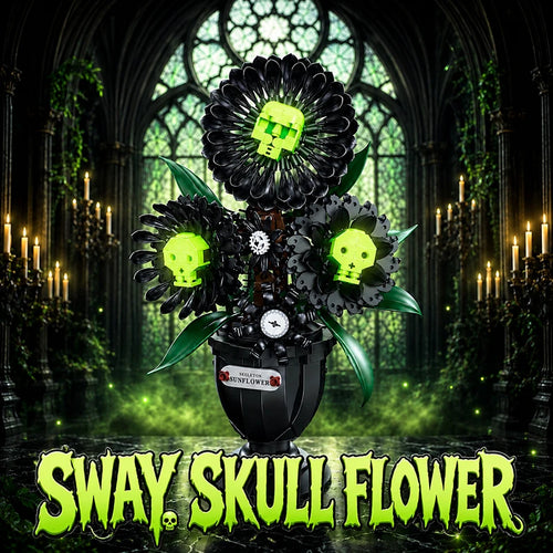 Skull Flower MOC Building Blocks Set – Gothic Skeleton Potted Plant