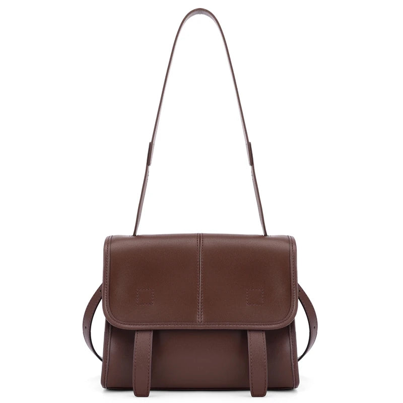 Women's Genuine Leather Crossbody Bag – Multi-Pocket Shoulder Messenger