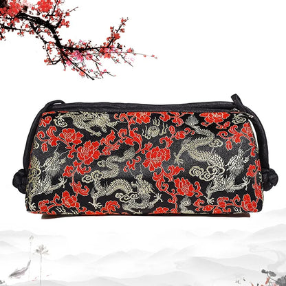 Silk Embroidered Shoulder Bag – Floral Satin Handbag