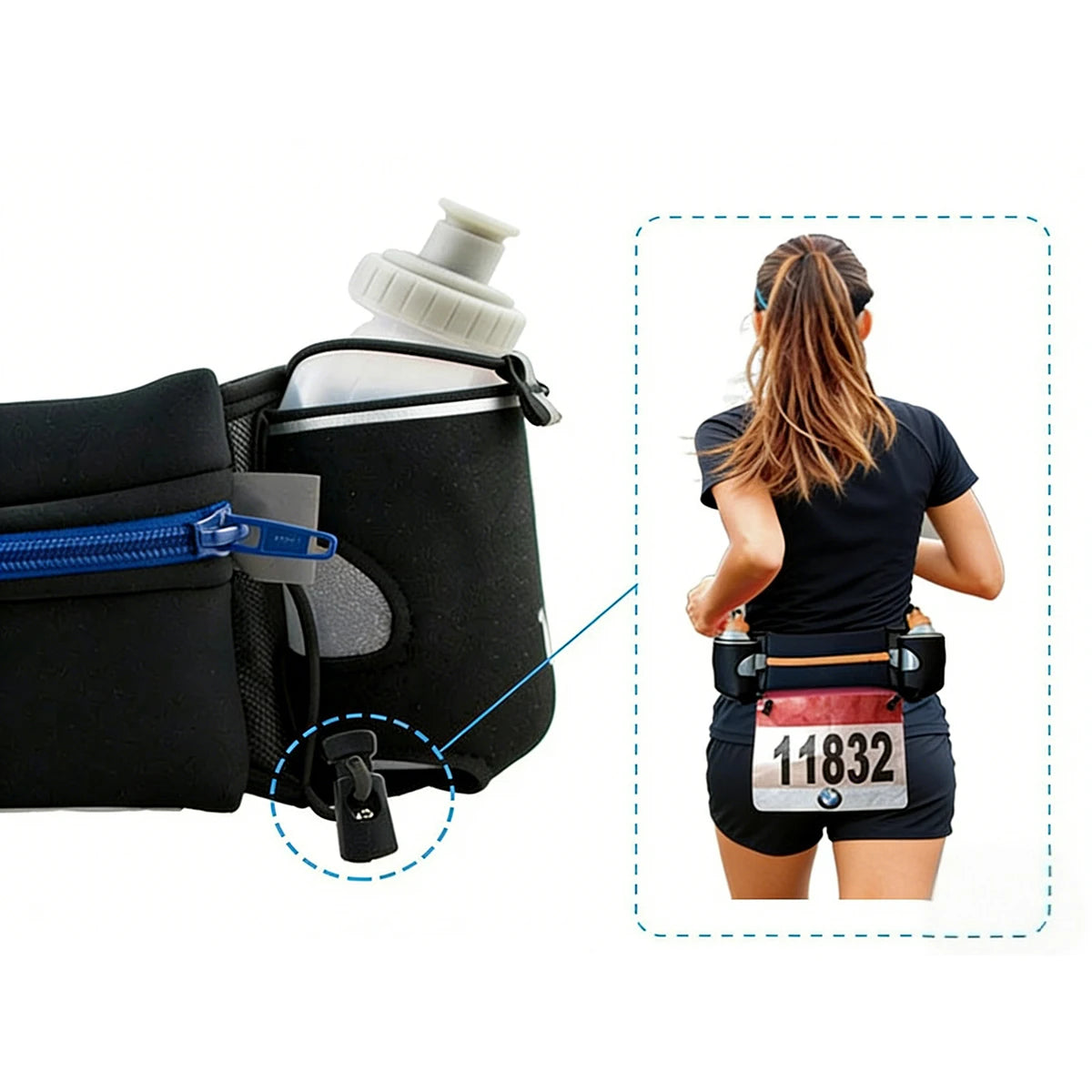 Running Belt with Water Bottles & Phone Pocket