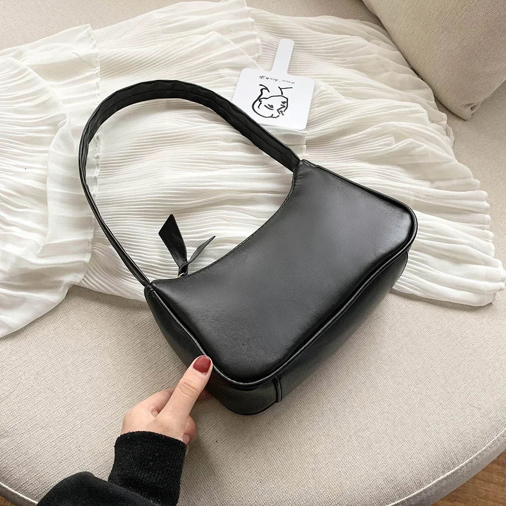 Retro PU Leather Shoulder Bag – Small Underarm Handbag