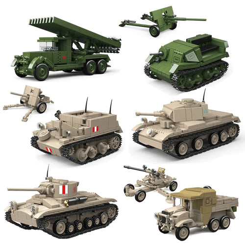 Military Tank & Cannon Building Blocks Set – WWII Army Vehicle Toy