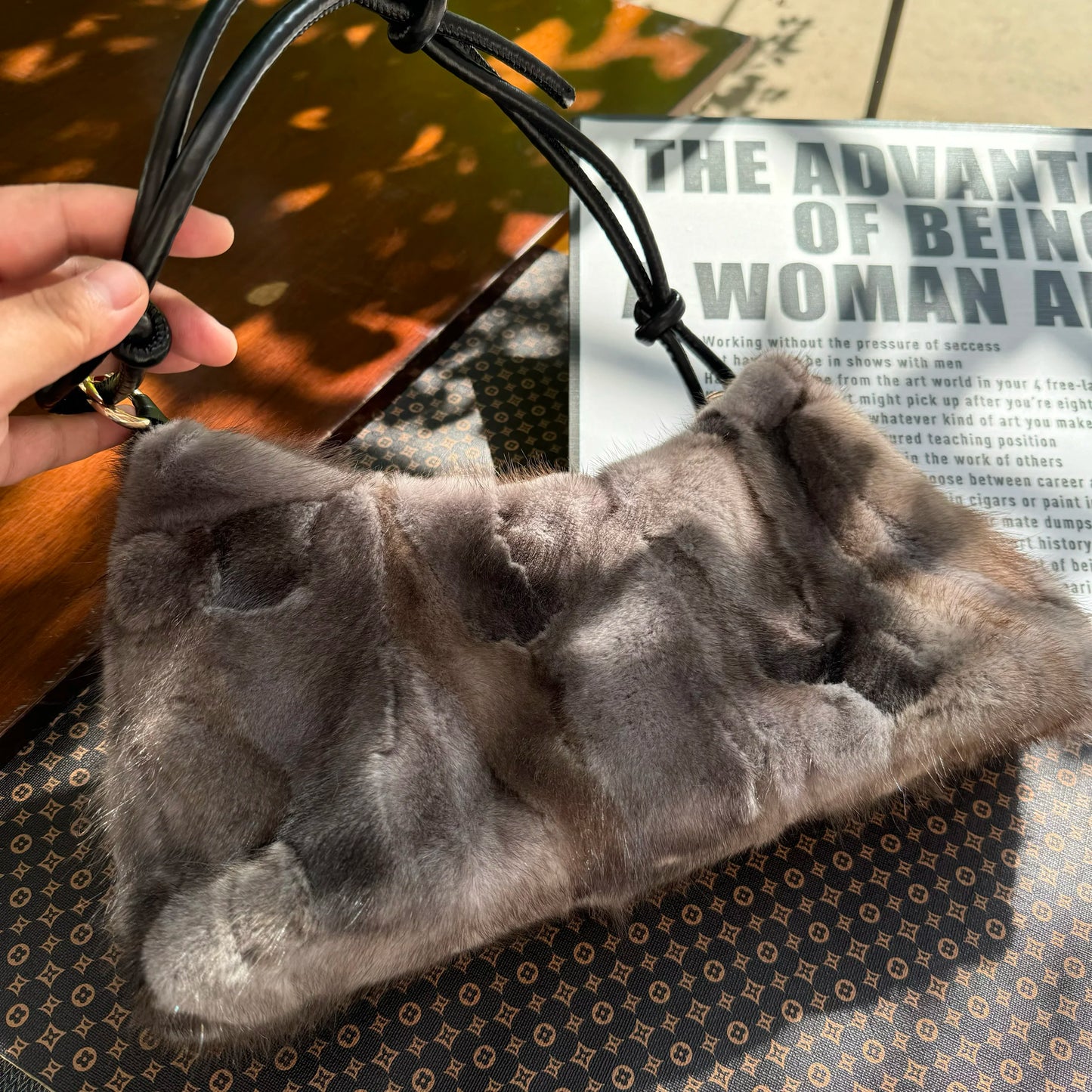 Mew Real Mink Fur Natural Cloud Winter Thick Bag Single Shoulder Women Fluffy Evening Ladies - Thick