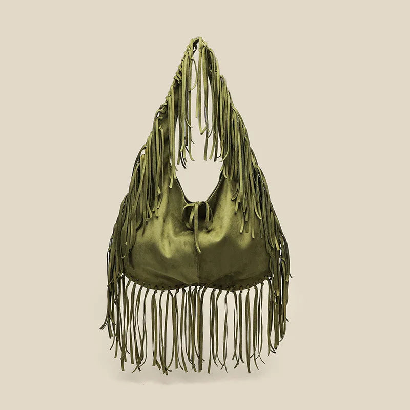 Fringe Suede Hobo Shoulder Bag – Boho Crossbody Bag for Women