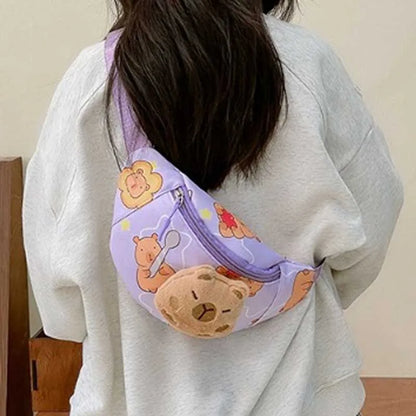 Cute Capybara Kids Fanny Pack – Plush Cartoon Waist Bag