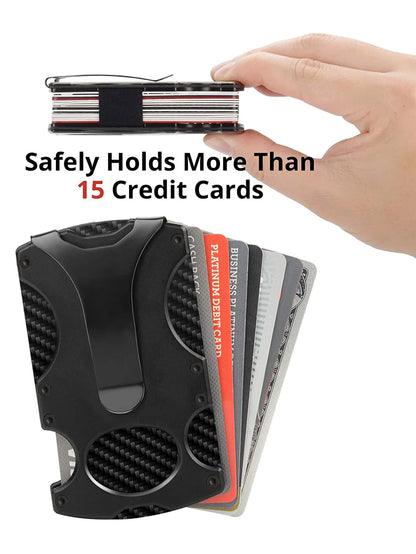 RFID Blocking Metal Minimalist Wallet for Men with Cash Pocket
