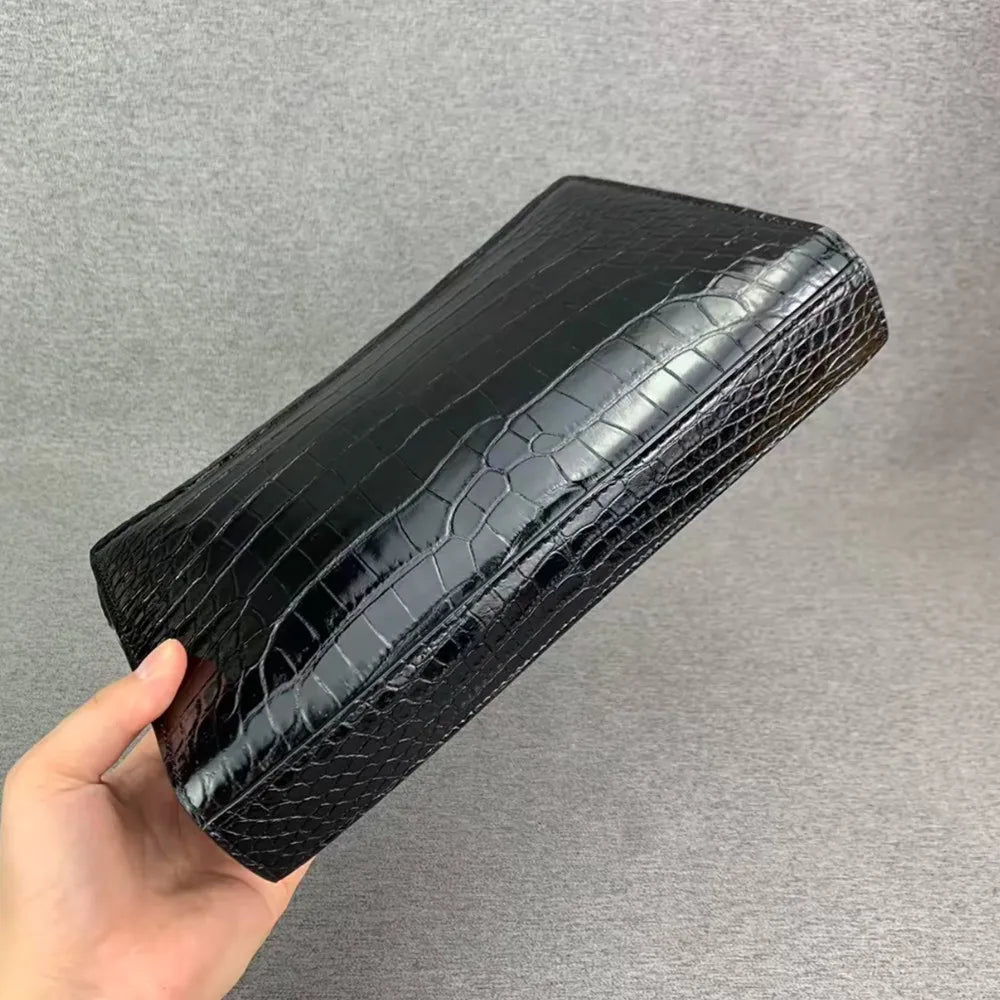 Crocodile Belly Leather Men's Business Clutch Bag with Password Lock