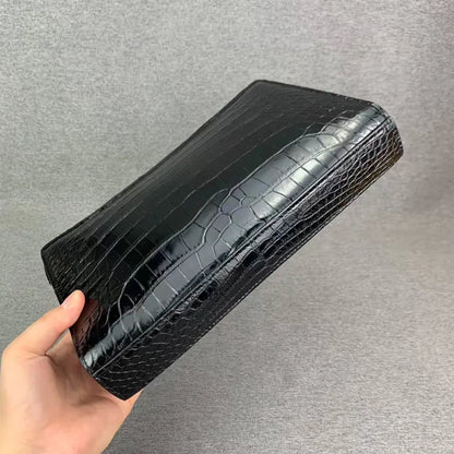 Crocodile Belly Leather Men's Business Clutch Bag with Password Lock