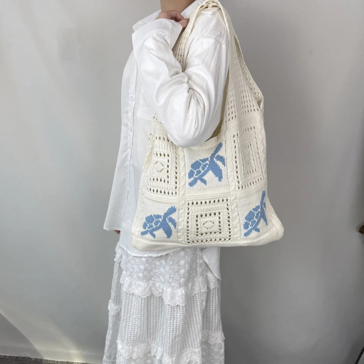 Knit Star Crochet Shoulder Bag – Hollow Beach Tote