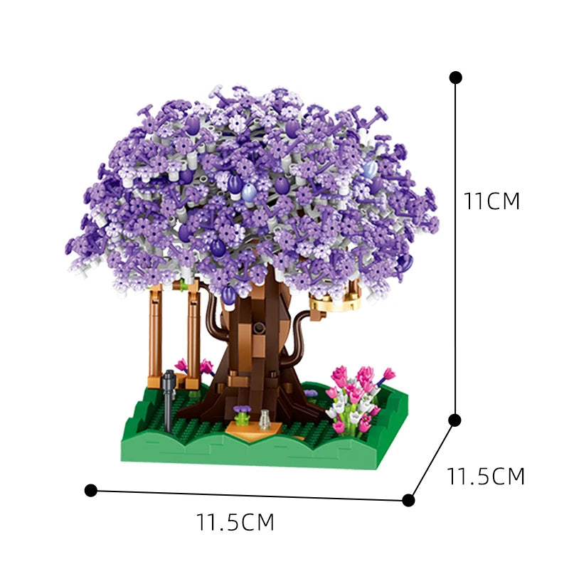 Cherry Blossom Tree House Building Blocks Set – DIY Floral Model Kit