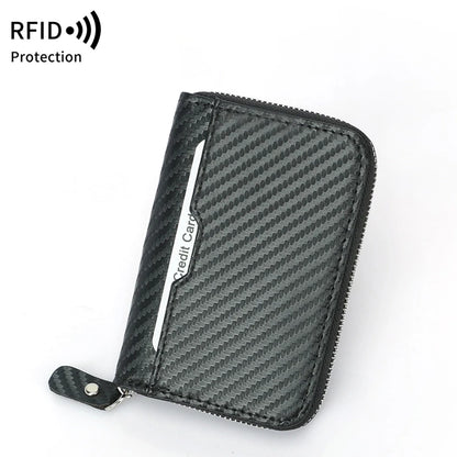 RFID Blocking Carbon Fiber Zipper Card Wallet – Accordion Organizer