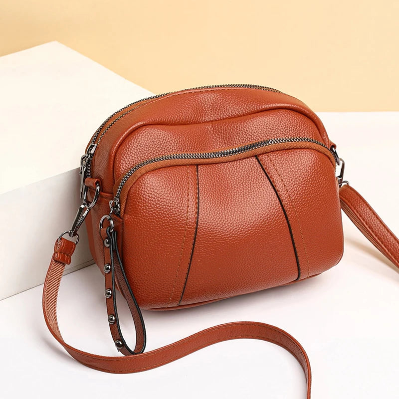Crossbody Bag for Women – Soft Faux Leather Rivet Zipper Purse