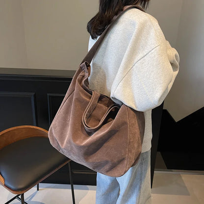 Large Velvet Tote Bag for Women – Retro Shoulder & Underarm Bag