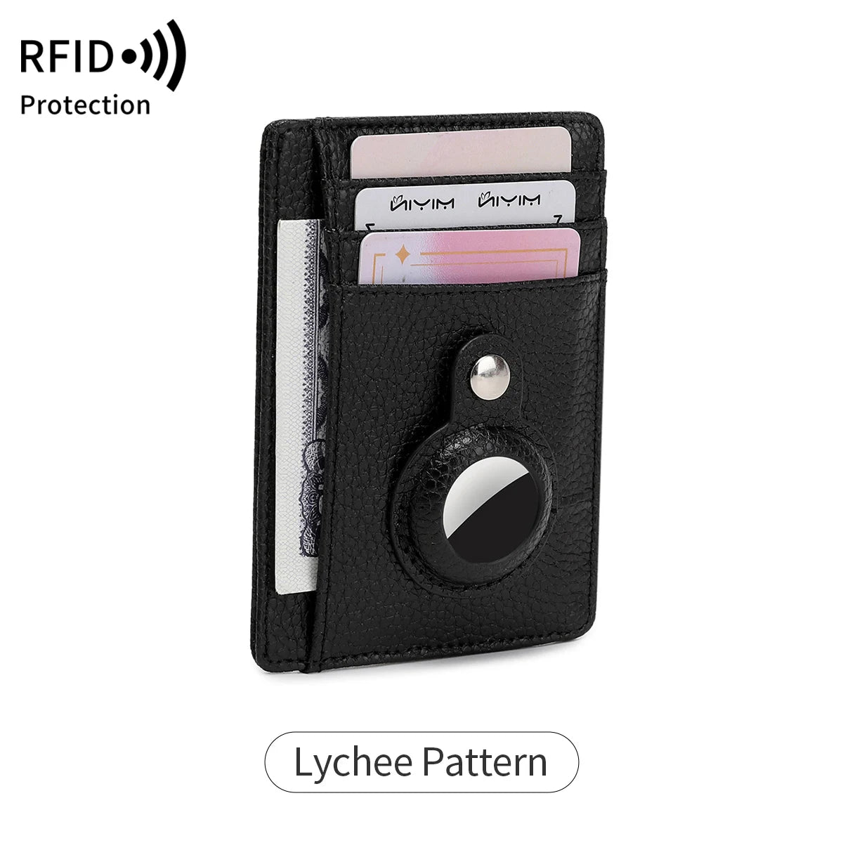RFID Blocking Slim Card Wallet with AirTag Holder – Unisex