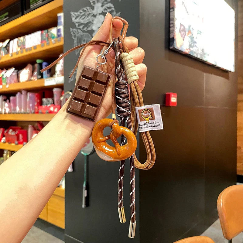 Cute 3D Food Charm Keychain – Woven Rope Bag Pendant