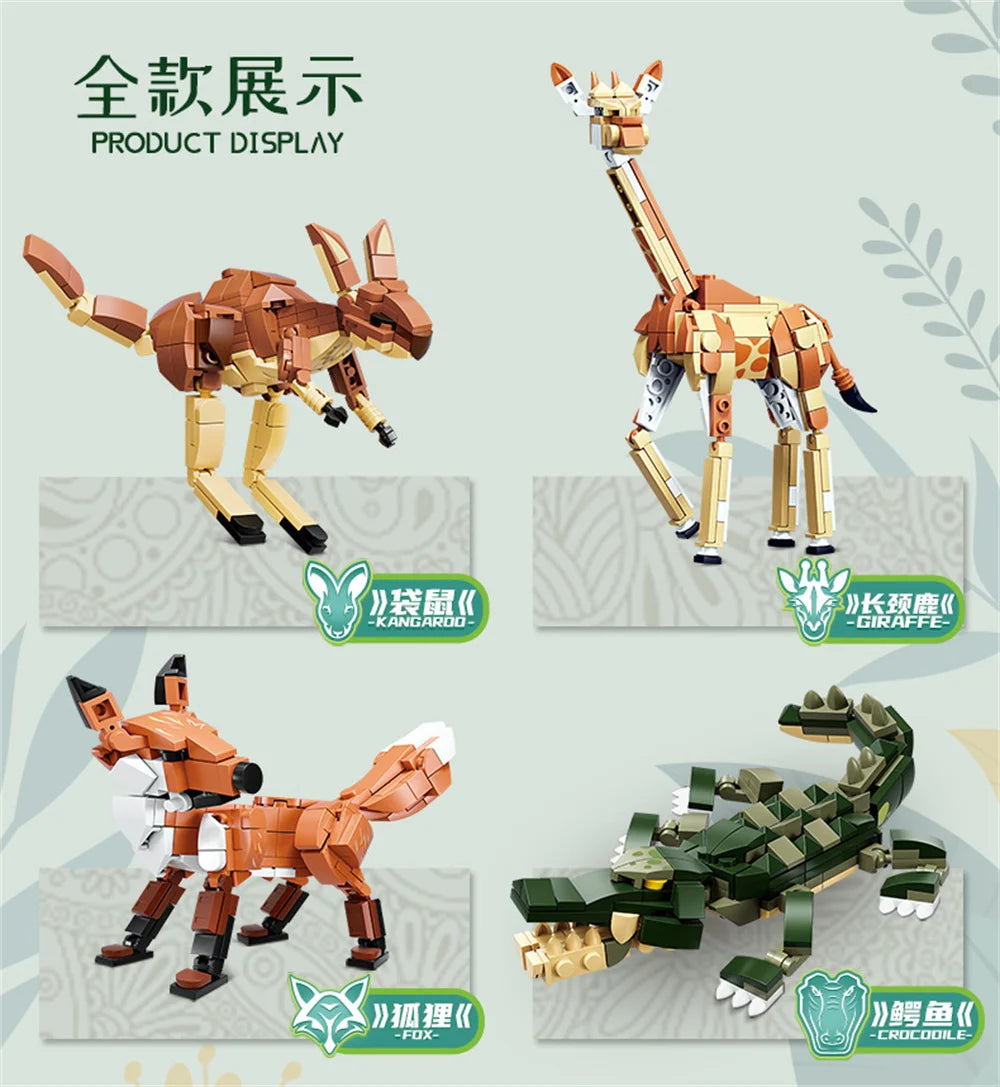 Wild Animal Building Blocks Set – Mini Safari Figures Brick Toy