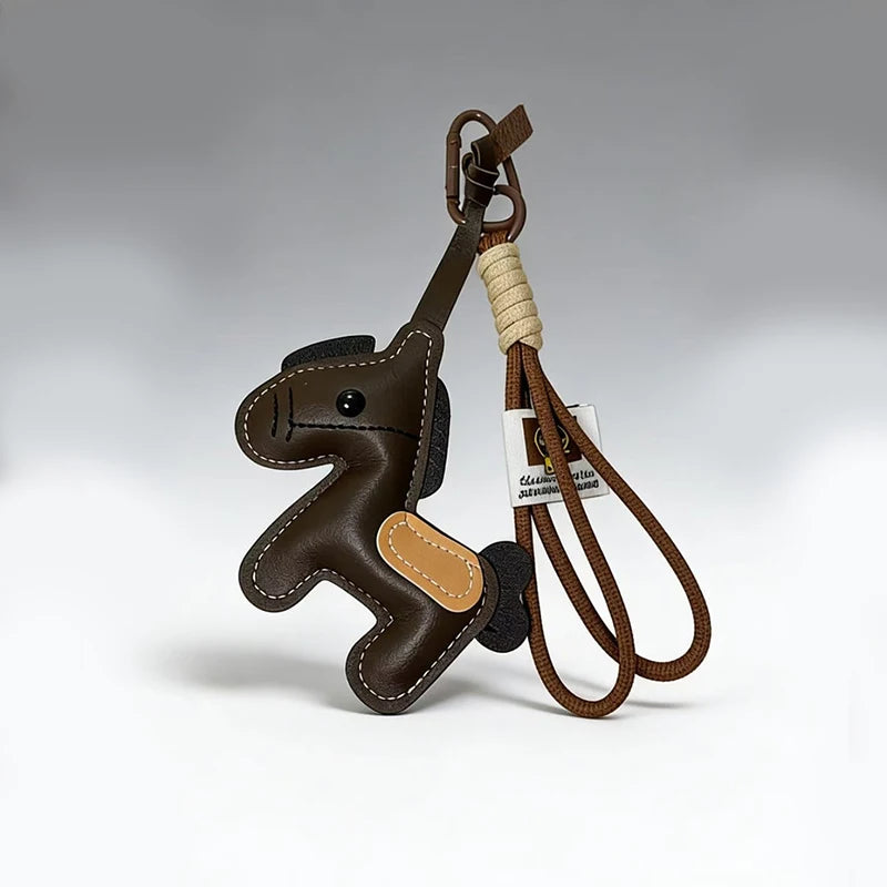 Leather Pony Bag Charm Keychain – Cute Horse Pendant for Women
